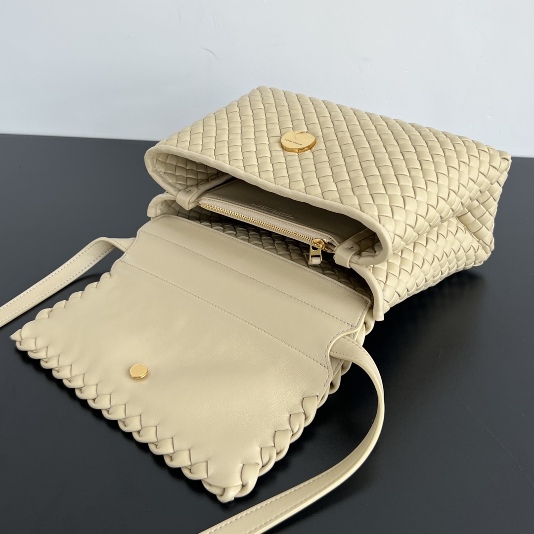 Small Patti Padded Intreccio Leather Top Handle Bag Porridge